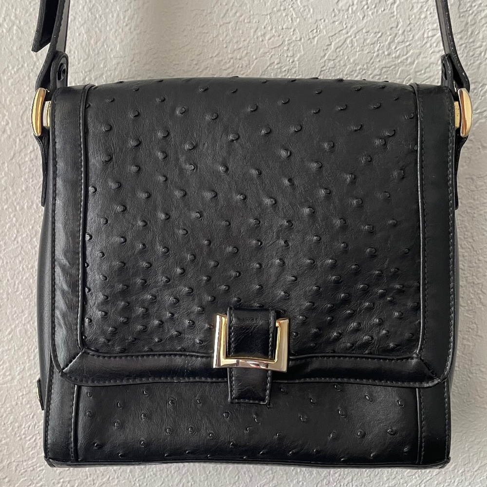 Black Ostrich Shoulder Bag
